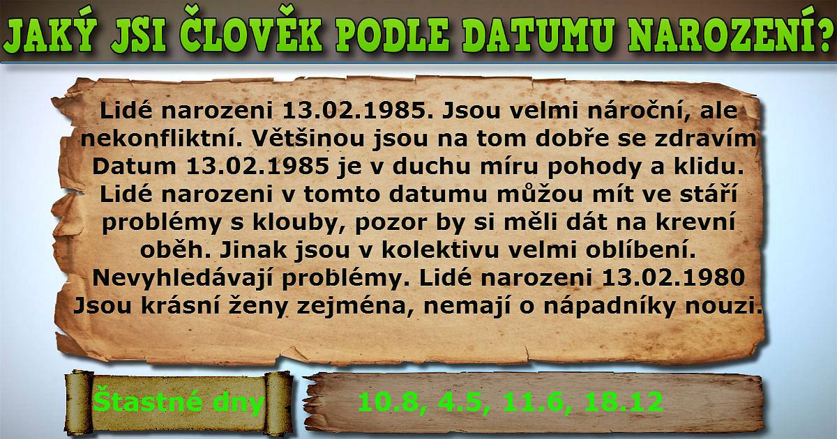 Jaký jsi člověk podle datumu narození?