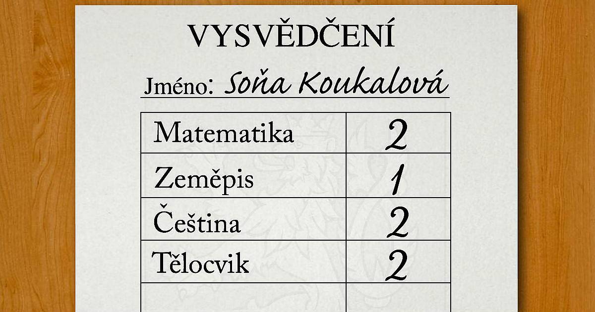 Co jste dostali na vysvědčení vy?
