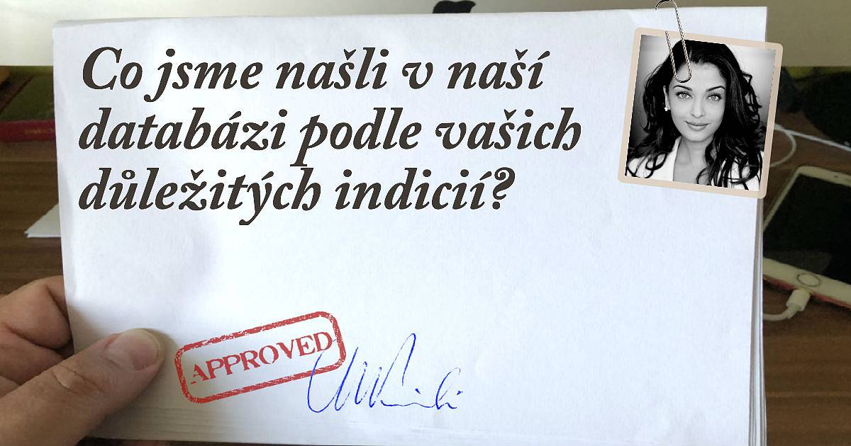 Co jsme našli v naší databázi podle vašich důležitých indicií?