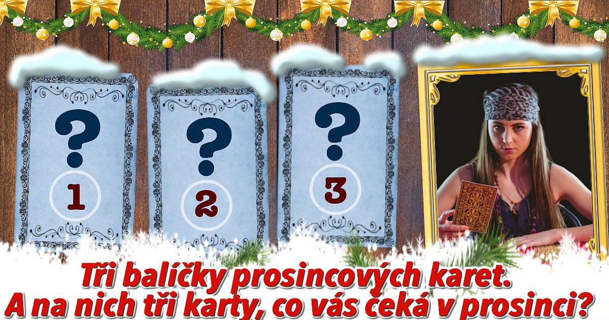 Tři balíčky prosincových karet. A na nich tři karty, co vás čeká v prosinci?